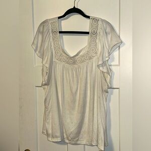 White square neck top